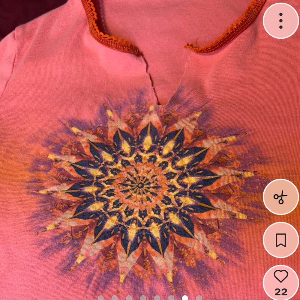 FANG y2k peach long sleeve tee ruffle trim - Picture 7 of 8